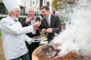 Dublin Lord Mayor Christy Burke (centre) with chef Sean Coyne and West Expo CEO Breandan O hEaghra at the Mansion House launch.