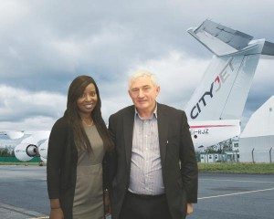 Astou N'Diaye, CityJet Marketing, with Brendie Brien, Provincial Council GAA in Britain.